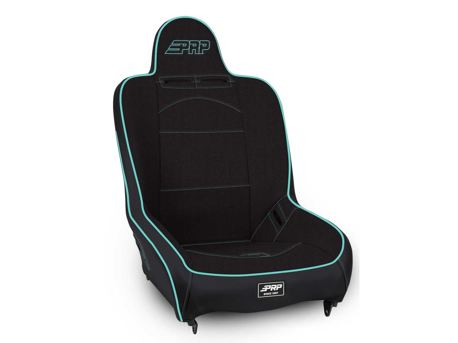 PRP Seats A100110-50-238 Premier High Back Suspension Seat Black and Teal Tweed