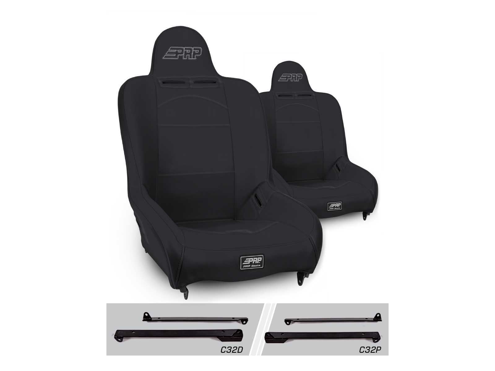 PRP Seats A100110-C32-50 Premier High Back Suspension Seats Kit for Jeep Wrangler CJ7/YJ Pair Black