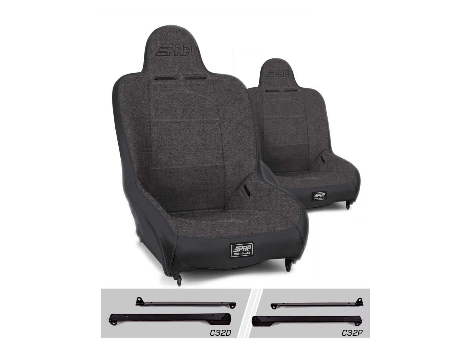 PRP Seats A100110-C32-54 Premier High Back Suspension Seats Kit for Jeep Wrangler CJ7/YJ Pair Gray