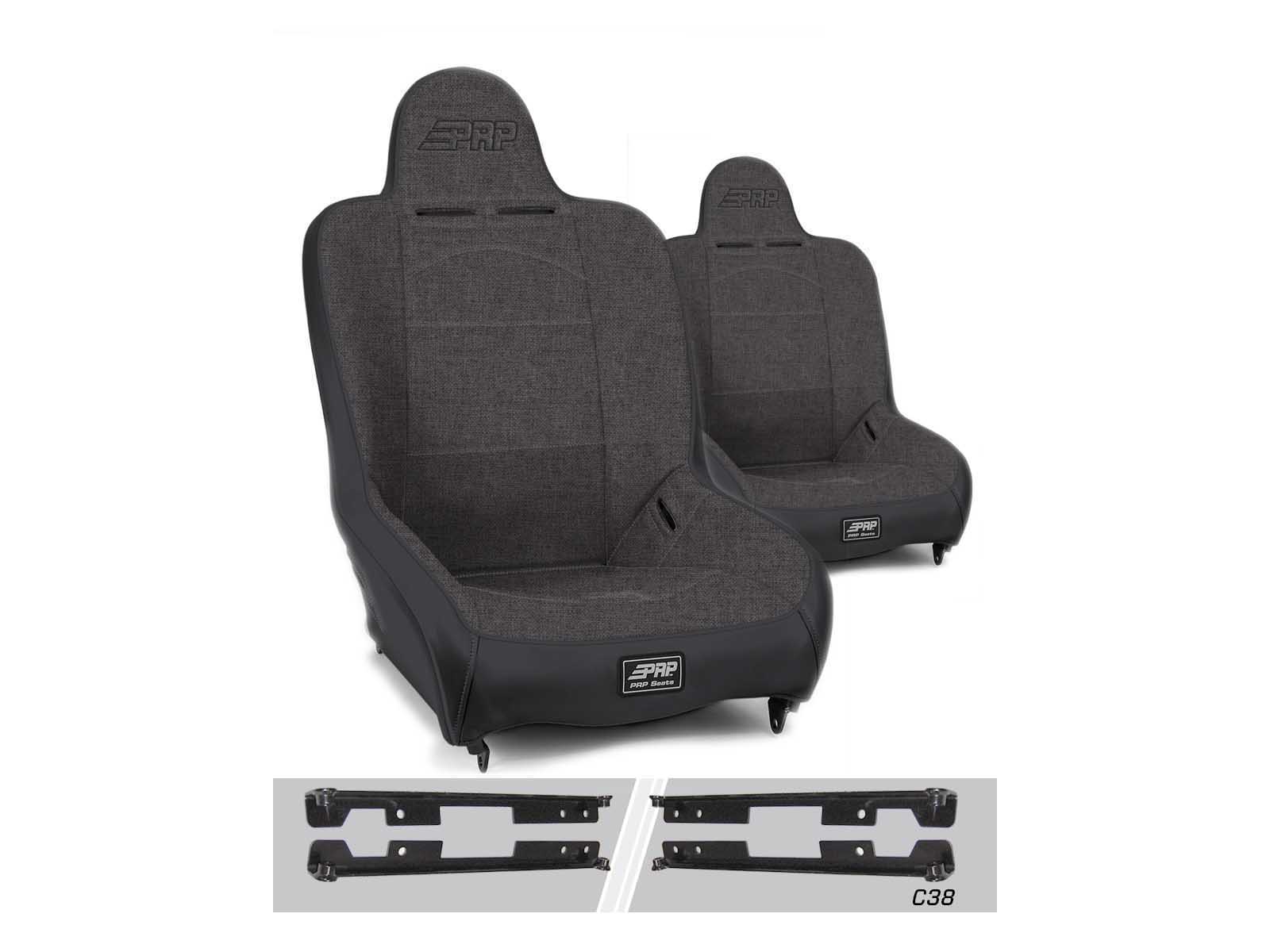 PRP Seats A100110-C38-54 Premier High Back Suspension Seats Kit for Jeep Wrangler JK/JKU Pair Gray