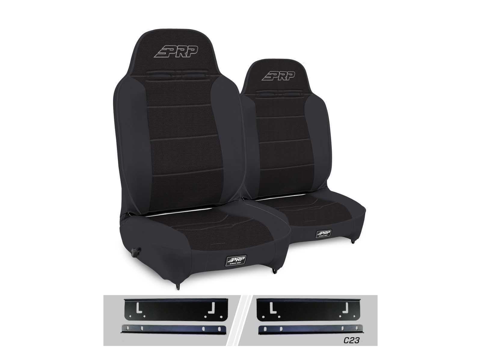 PRP Seats A130110-C23-50 Enduro High Back Reclining Suspension Seats Kit 97-02 Wrangler Pair Black