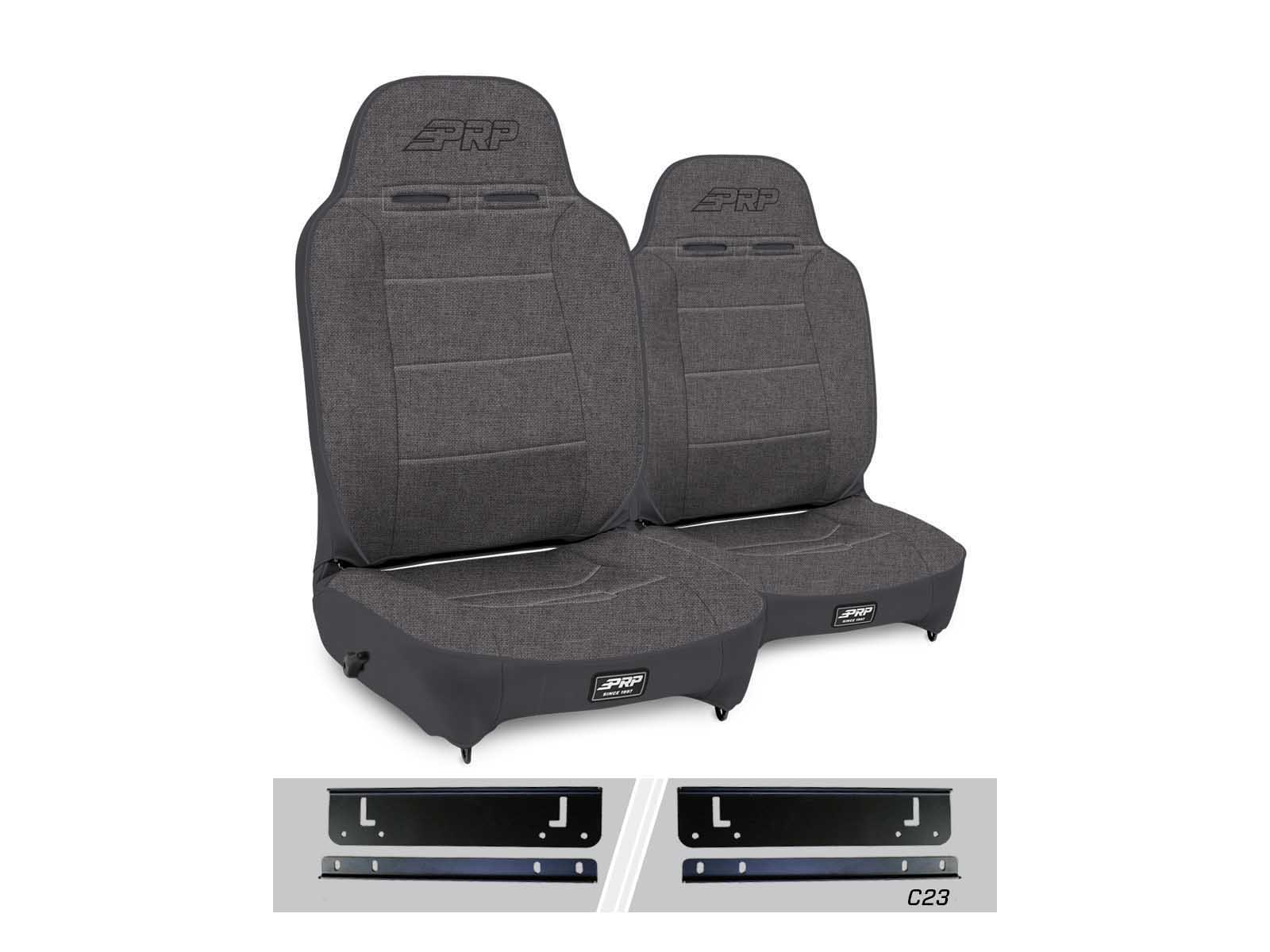 PRP Seats A130110-C23-54 Enduro High Back Reclining Suspension Seats Kit 97-02 Wrangler Pair Gray