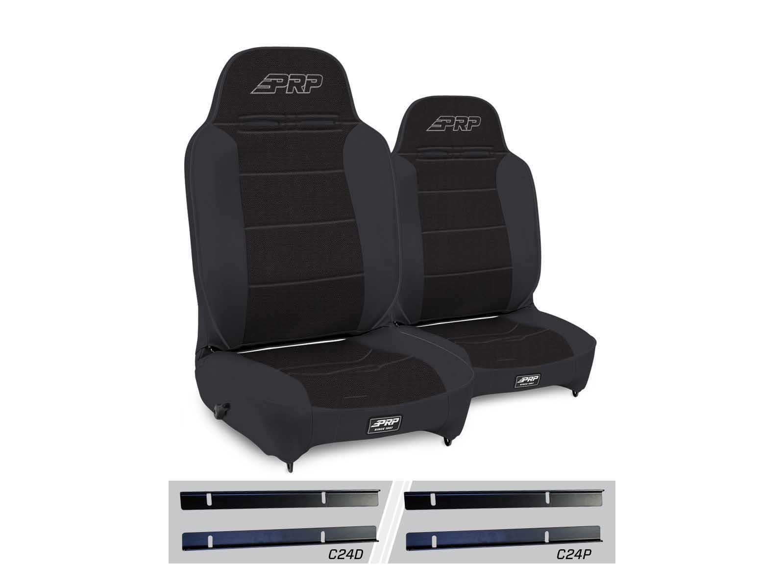 PRP Seats A130110-C24-50 Enduro High Back Reclining Suspension Seats Kit 03-06 Wrangler Pair Black