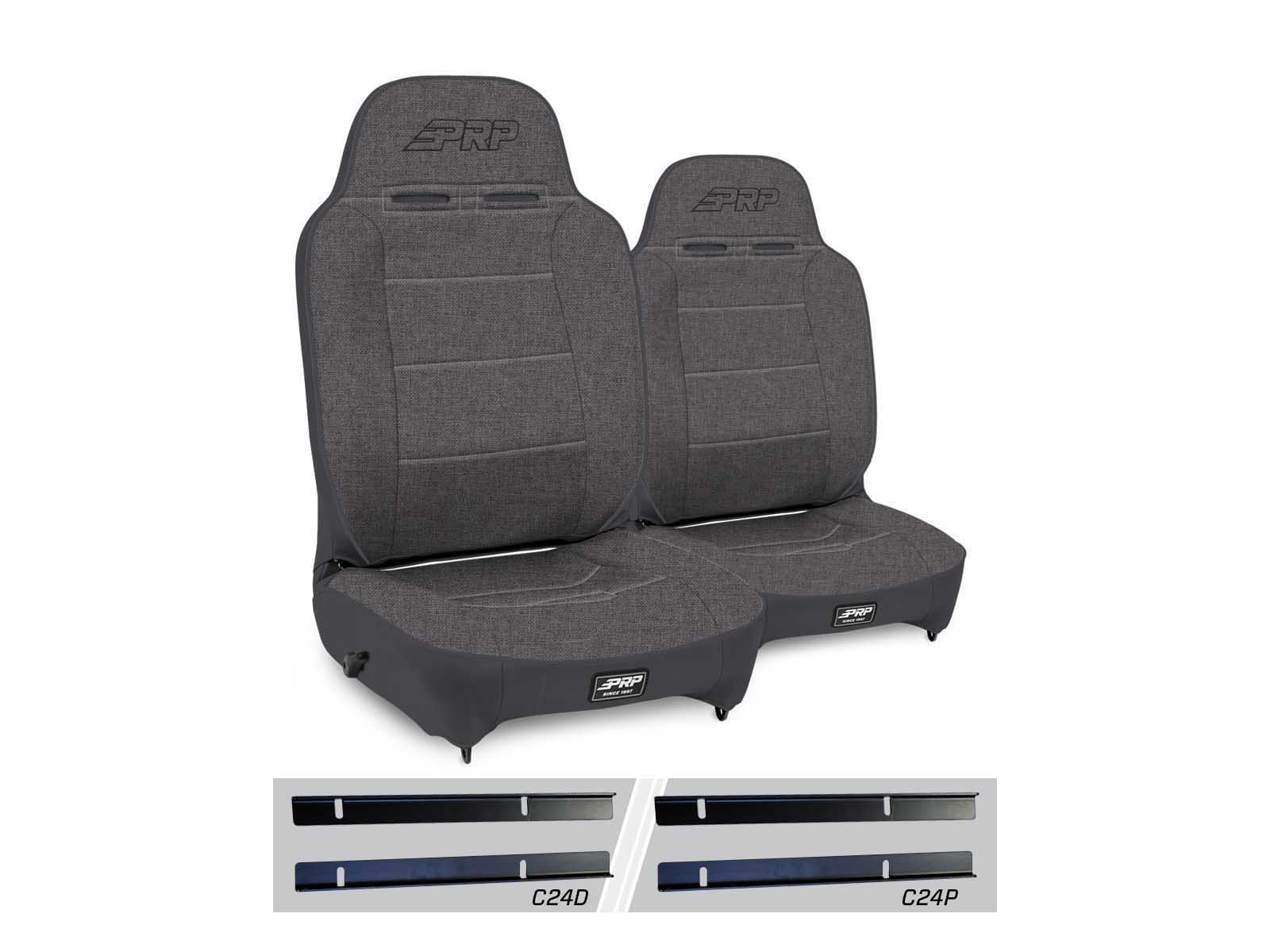 PRP Seats A130110-C24-54 Enduro High Back Reclining Suspension Seats Kit 03-06 Wrangler Pair Gray