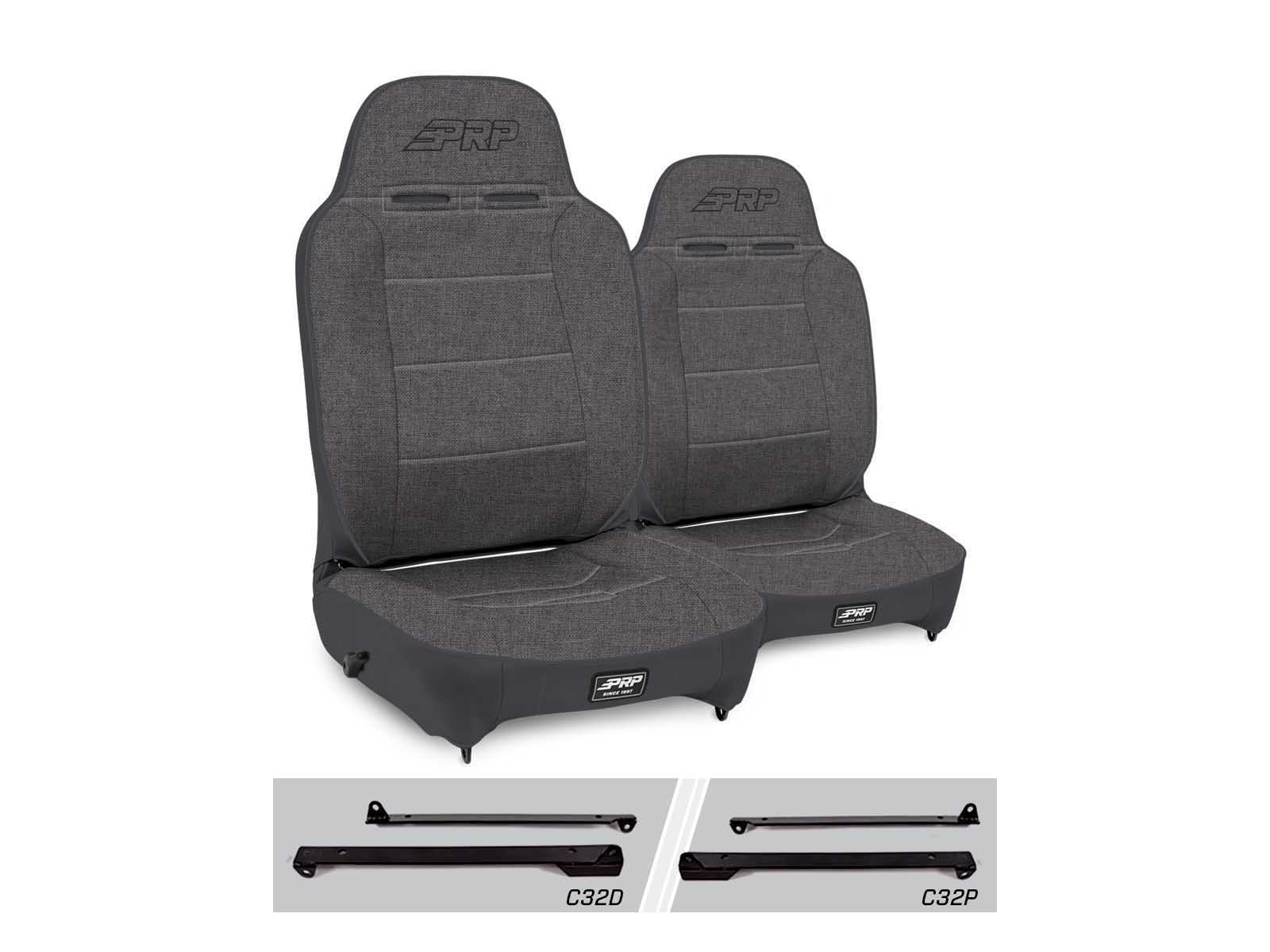 PRP Seats A130110-C32-54 Enduro High Back Reclining Suspension Seats Kit Wrangler CJ7/YJ Pair Gray