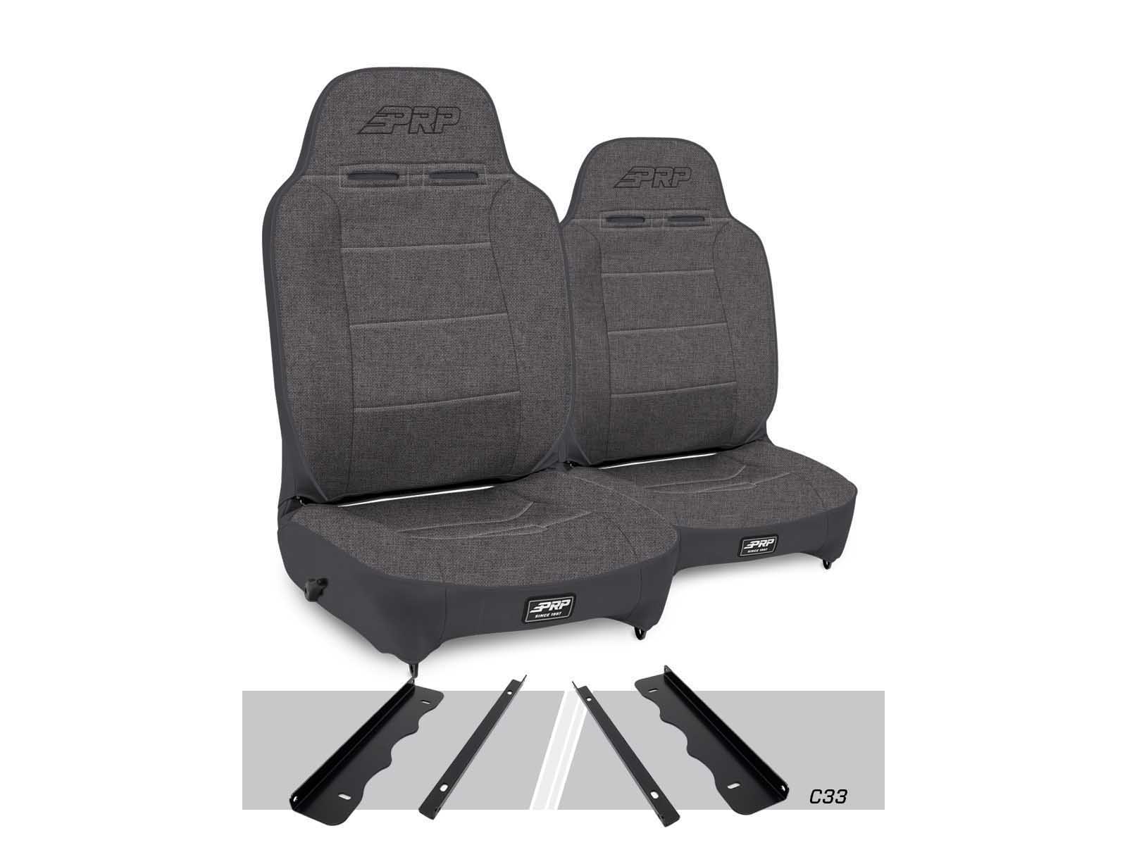 PRP Seats A130110-C33-54 Enduro High Back Reclining Suspension Seats Kit 95-01 Cherokee XJ Pair Gray