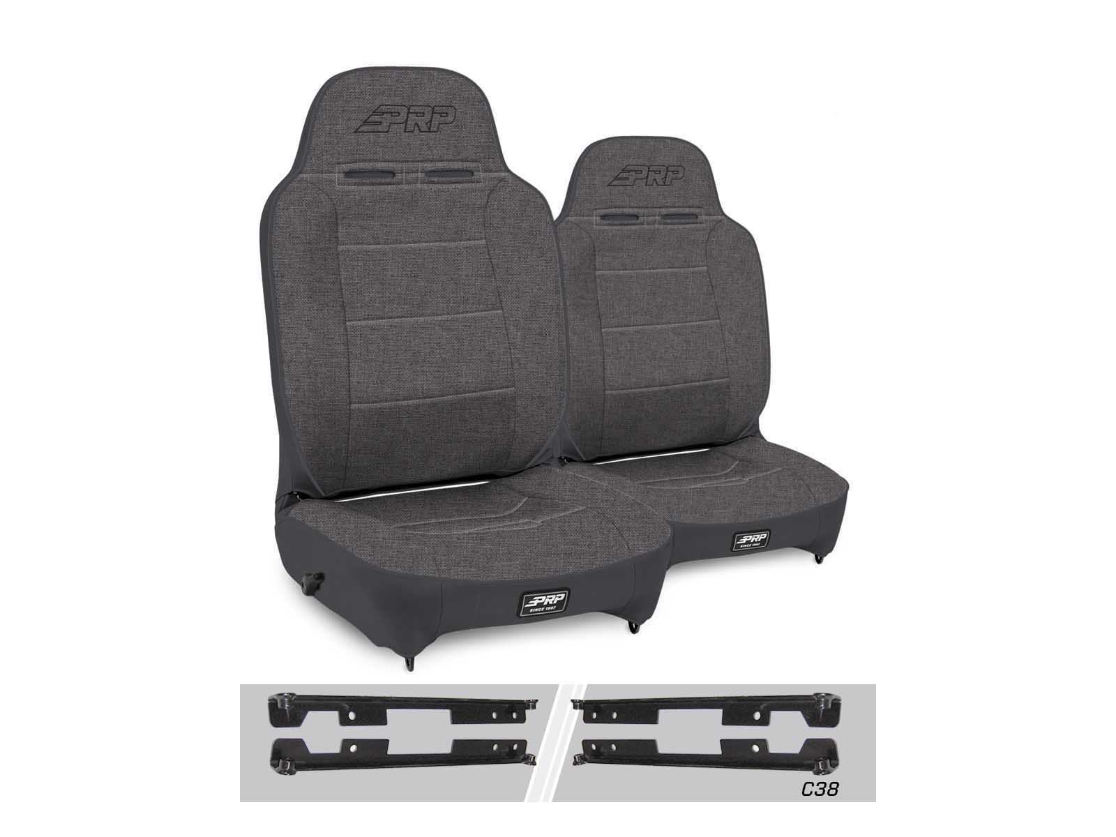 PRP Seats A130110-C38-54 Enduro High Back Reclining Suspension Seats Kit for Wrangler JK/U Pair Gray