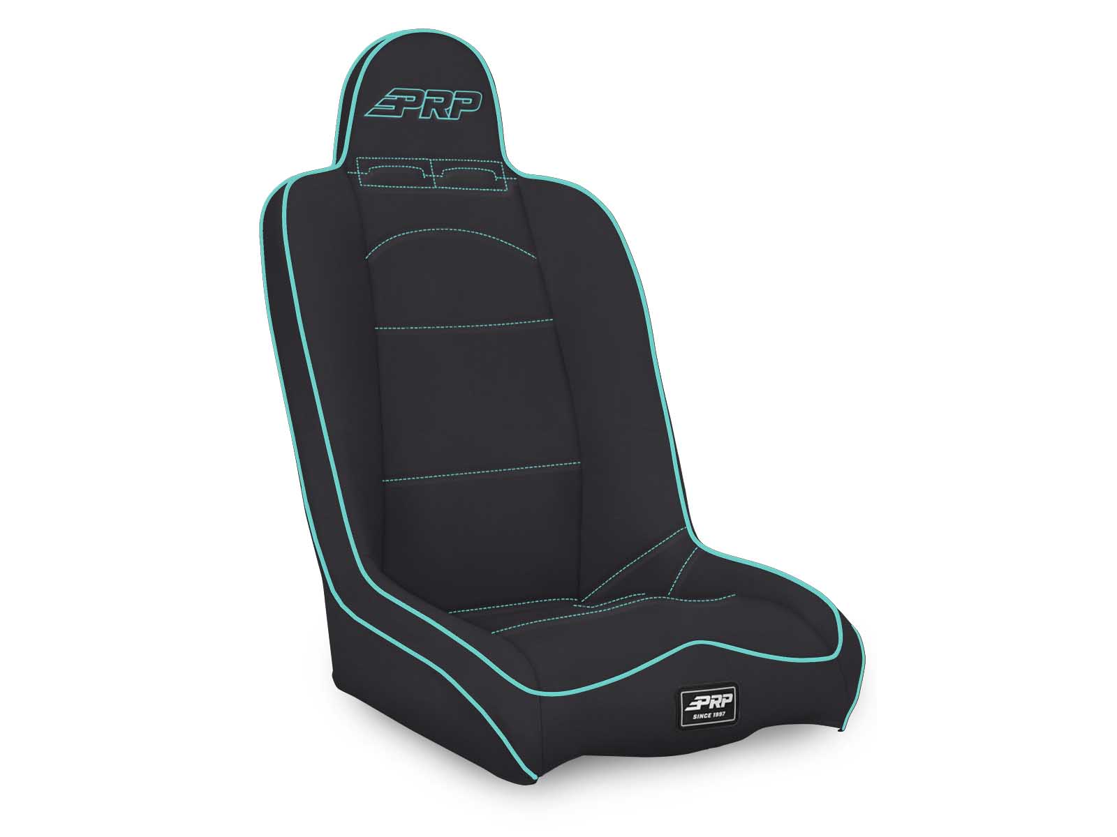 PRP Seats A140110-201-238 Daily Driver High Back Suspension Seat Black and Teal Vinyl