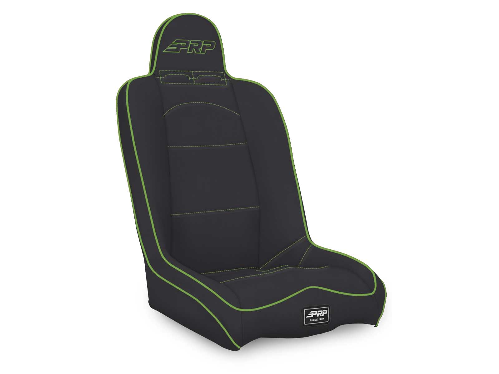 PRP Seats A140110-201-W Daily Driver High Back Suspension Seat Black and Green Vinyl