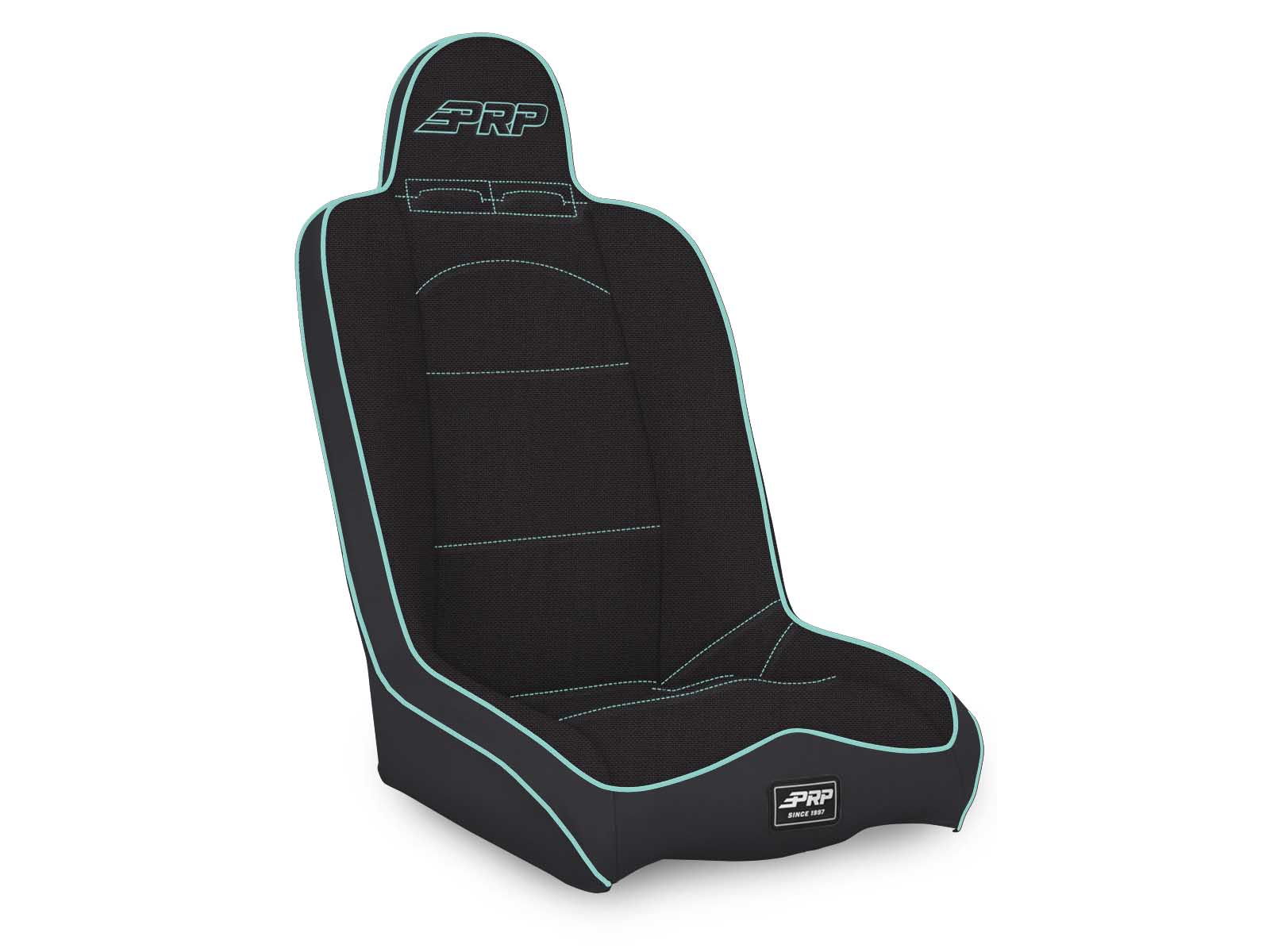 PRP Seats A140110-50-238 Daily Driver High Back Suspension Seat Black and Teal Tweed