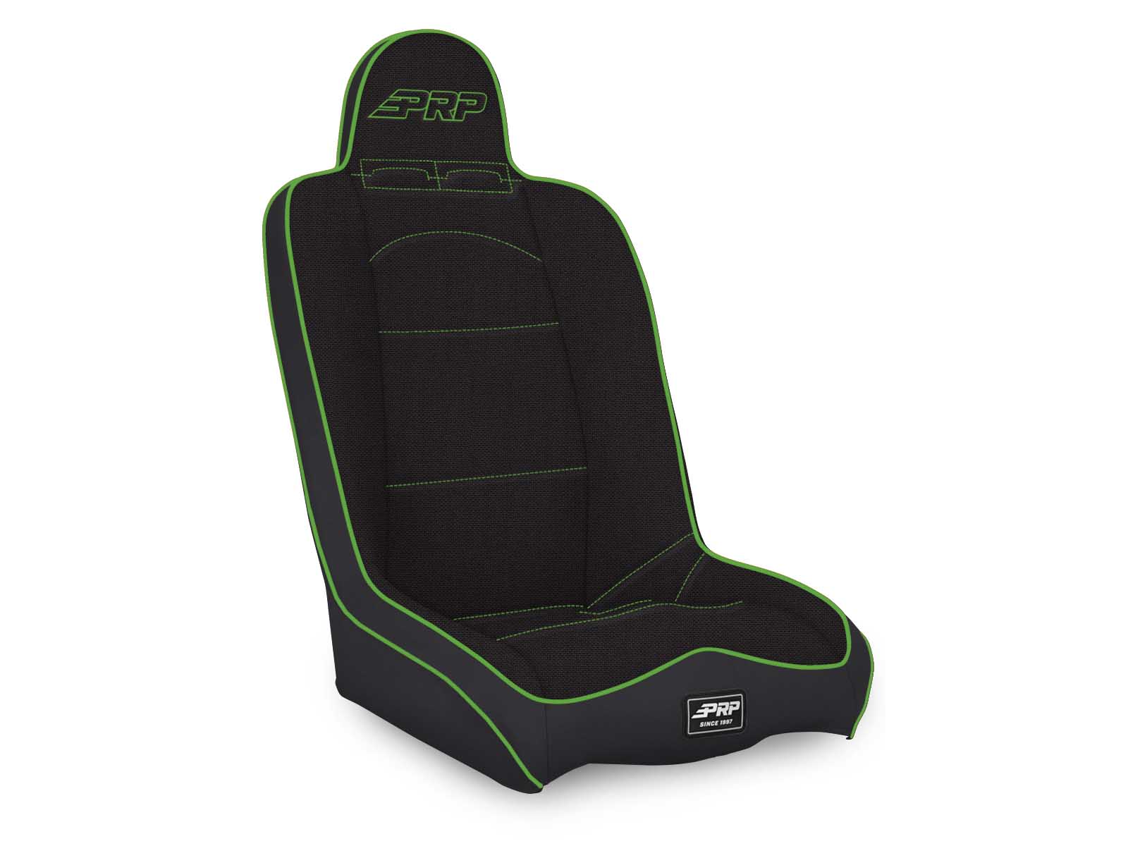 PRP Seats A140110-50-W Daily Driver High Back Suspension Seat Black and Green Tweed