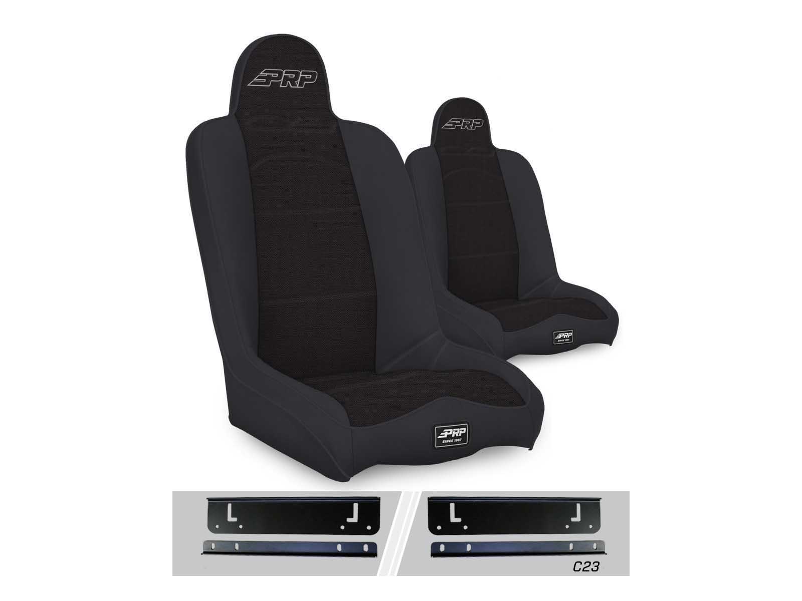 PRP Seats A140110-C23-50 Daily Driver High Back Suspension Seats Kit for 97-02 Wrangler Pair Black