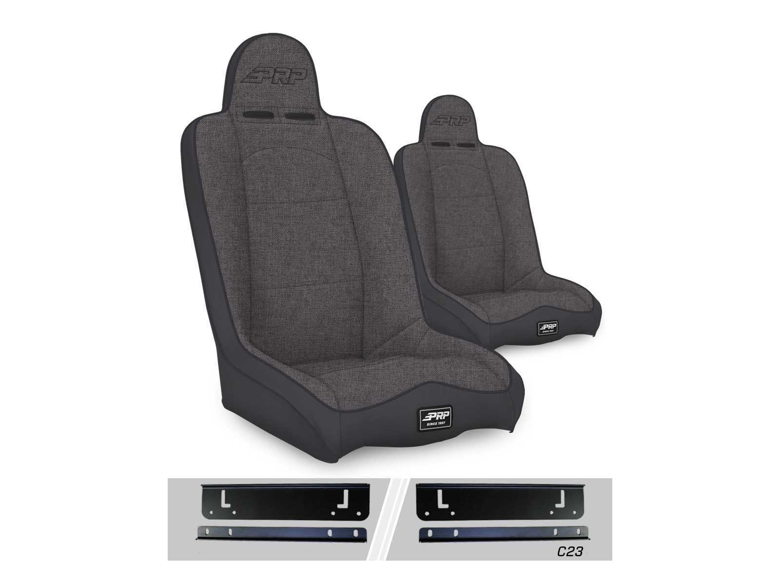 PRP Seats A140110-C23-54 Daily Driver High Back Suspension Seats Kit for 97-02 Wrangler TJ Pair Gray