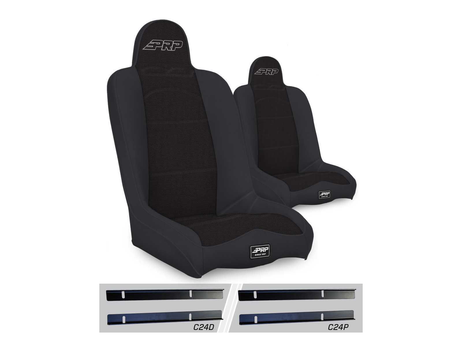 PRP Seats A140110-C24-50 Daily Driver High Back Suspension Seats Kit for 03-06 Wrangler Pair Black