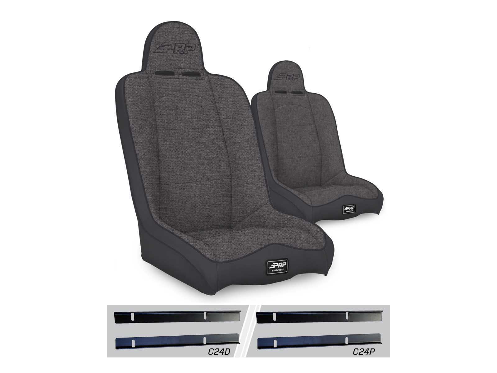 PRP Seats A140110-C24-54 Daily Driver High Back Suspension Seats Kit for 03-06 Wrangler TJ Pair Gray