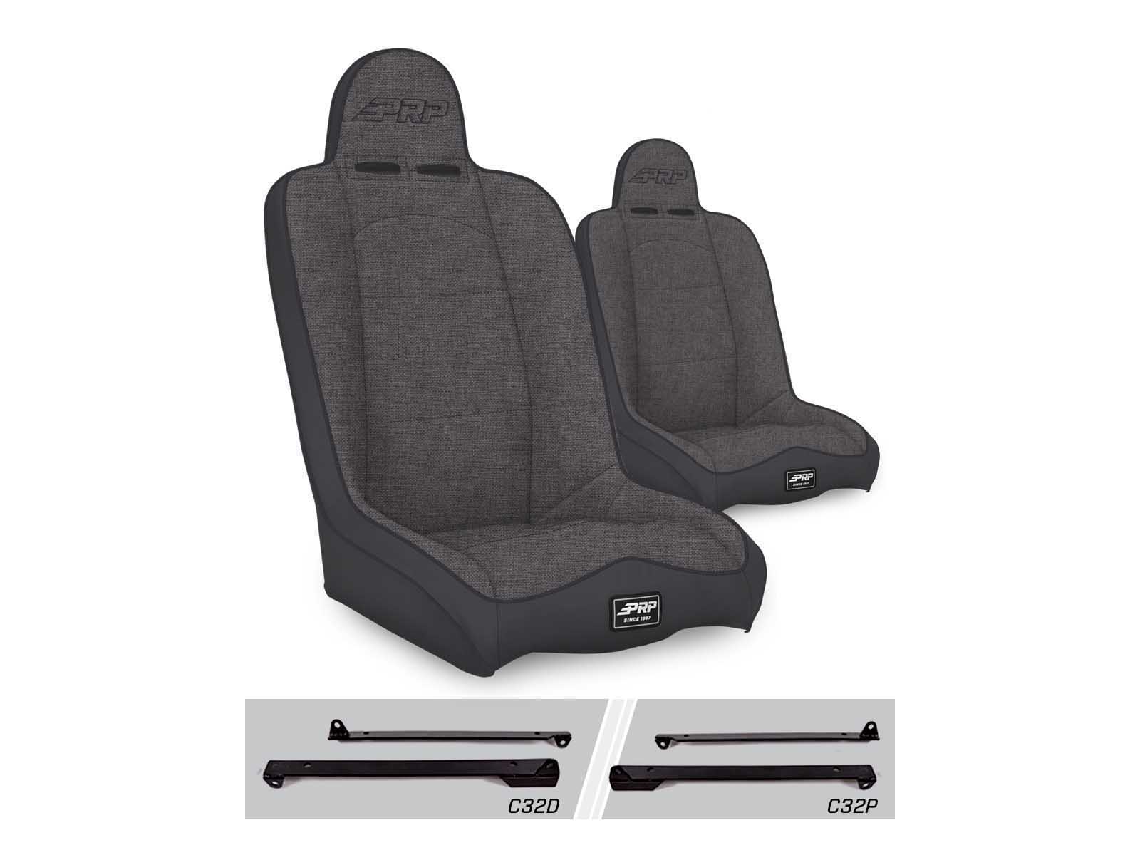 PRP Seats A140110-C32-54 Daily Driver High Back Suspension Seats Kit for Wrangler CJ7/YJ Pair Gray