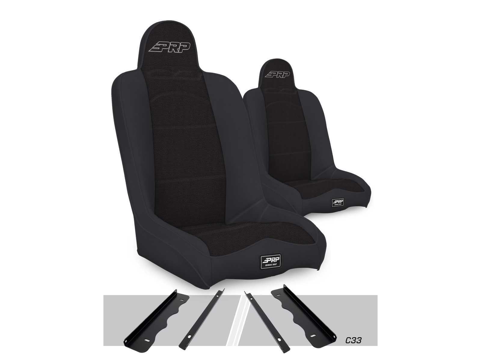 PRP Seats A140110-C33-50 Daily Driver High Back Suspension Seats Kit 95-01 Cherokee XJ Pair Black