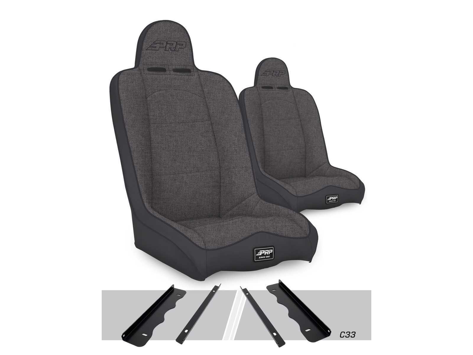 PRP Seats A140110-C33-54 Daily Driver High Back Suspension Seats Kit for 95-01 Cherokee XJ Pair Gray