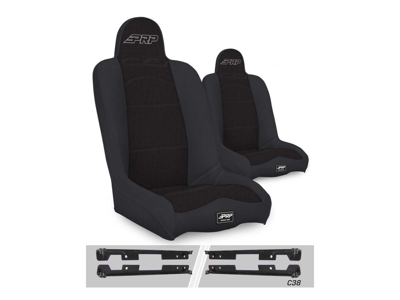 PRP Seats A140110-C38-50 Daily Driver High Back Suspension Seats Kit for Wrangler JK/JKU Pair Black