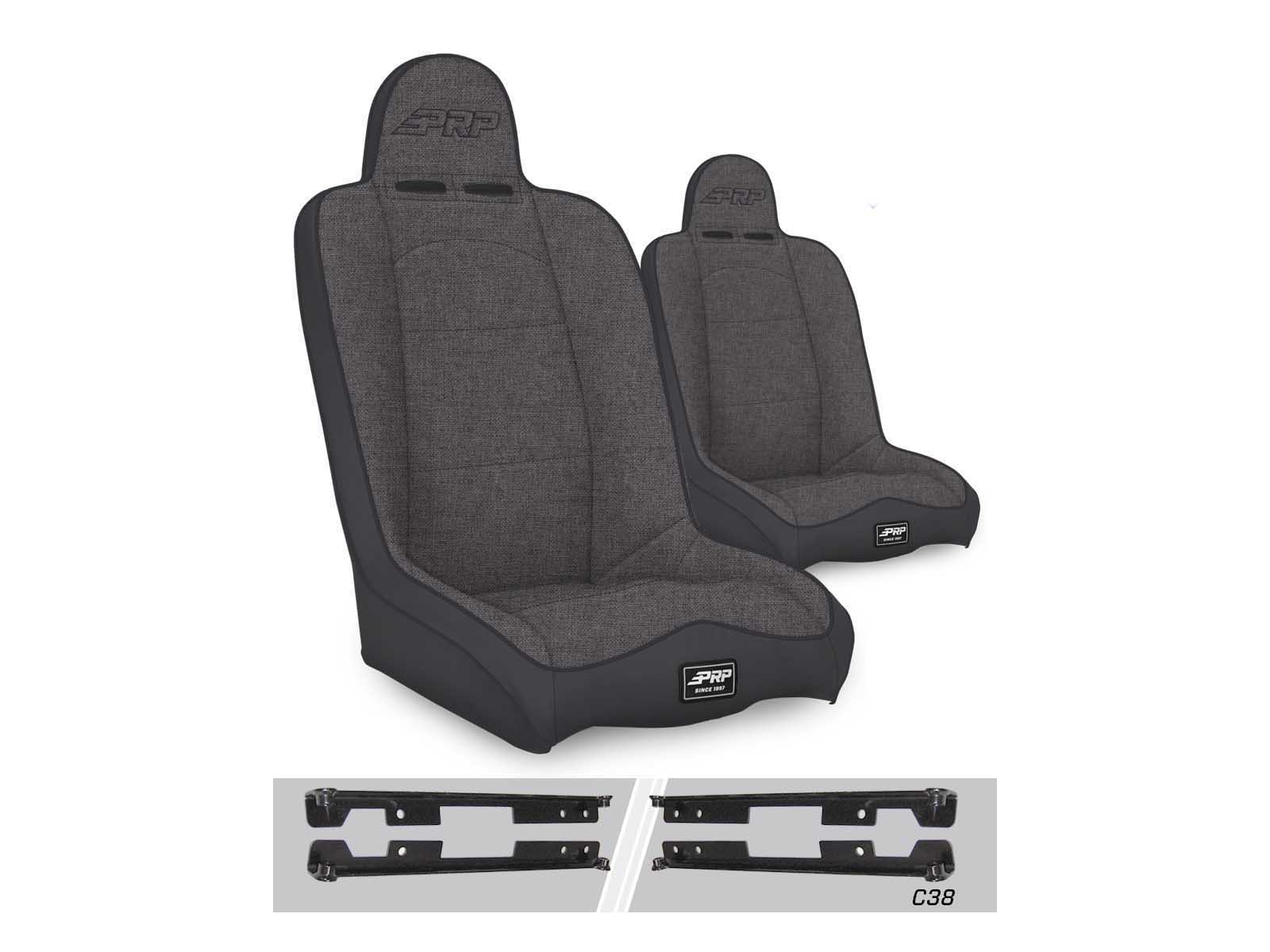PRP Seats A140110-C38-54 Daily Driver High Back Suspension Seats Kit for Wrangler JK/JKU Pair Gray