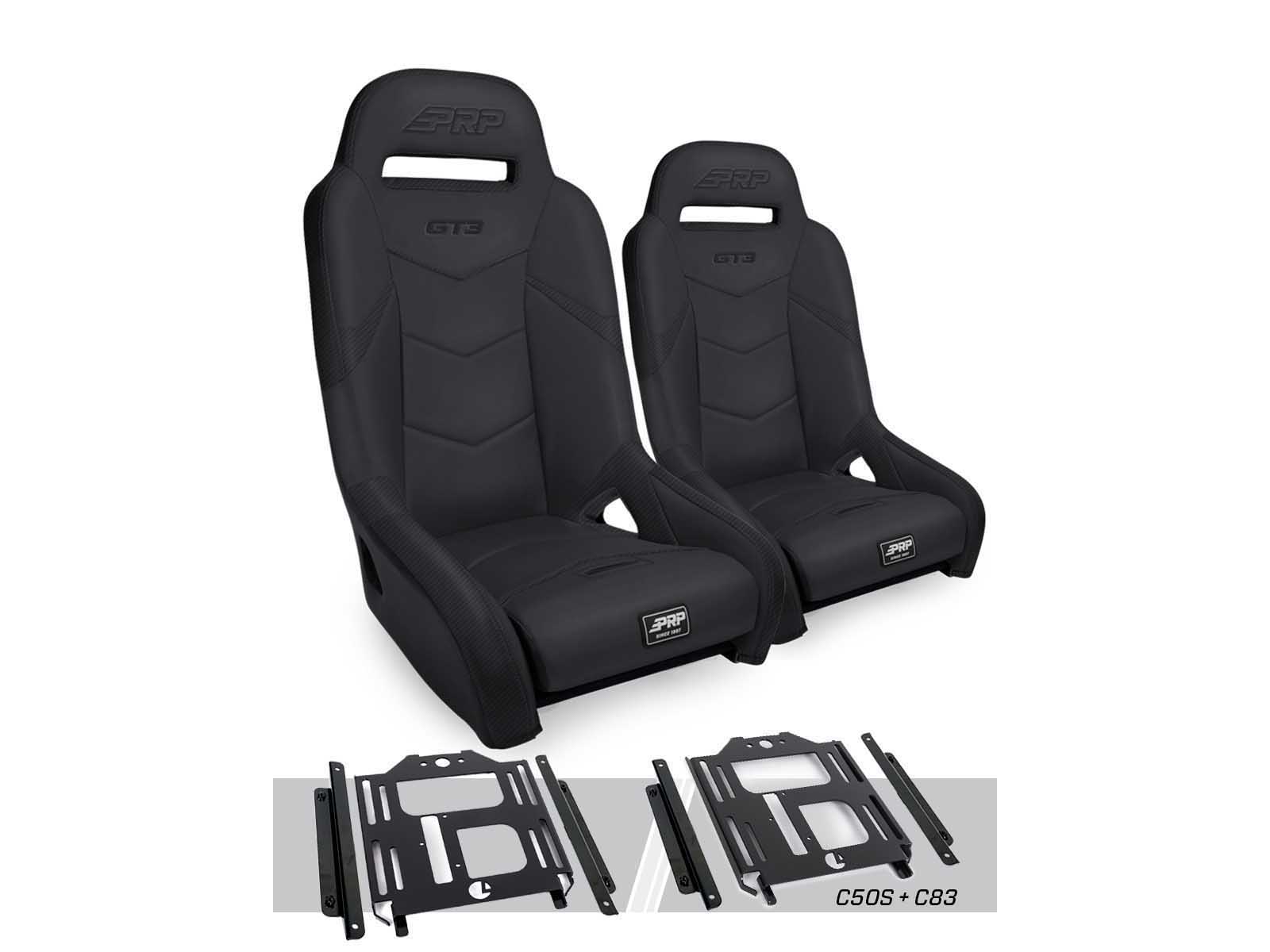 PRP Seats A7301-PORXP-C50S-201 GT3 Suspension Seats Kit for Polaris RZR 570 800 900 Pair Black