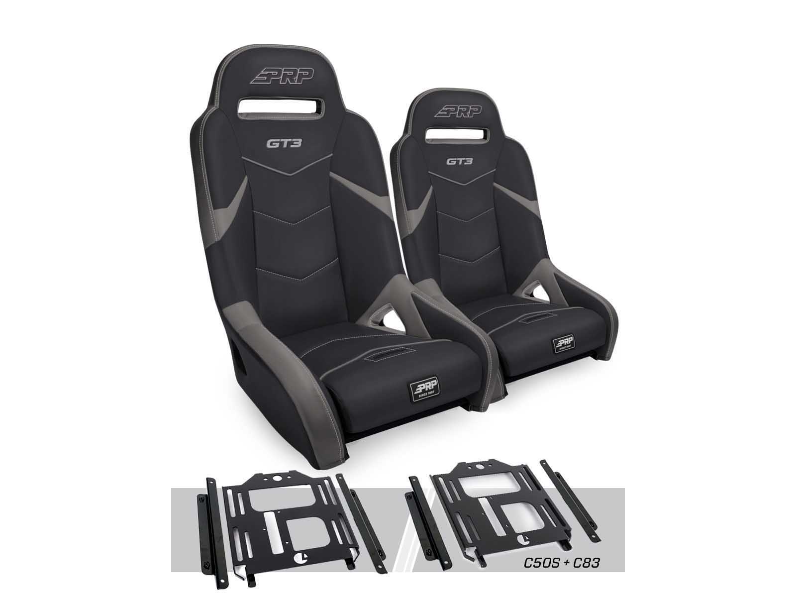 PRP Seats A7301-PORXP-C50S-203 GT3 Suspension Seats Kit for RZR 570 800 900 Pair Black & Gray