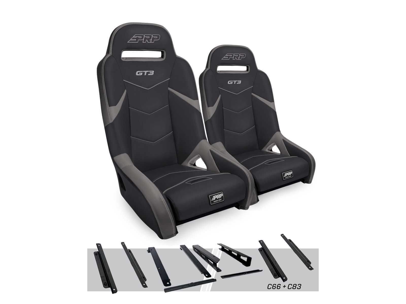 PRP Seats A7301-PORXP-C66-203 GT3 Suspension Seats Kit for Honda Talon Pair Black & Gray