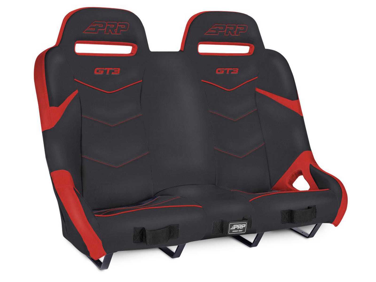 PRP Seats A74-PORXP-QR-204 GT3 Quick Release Rear Suspension Bench Seat for Polaris Black and Red