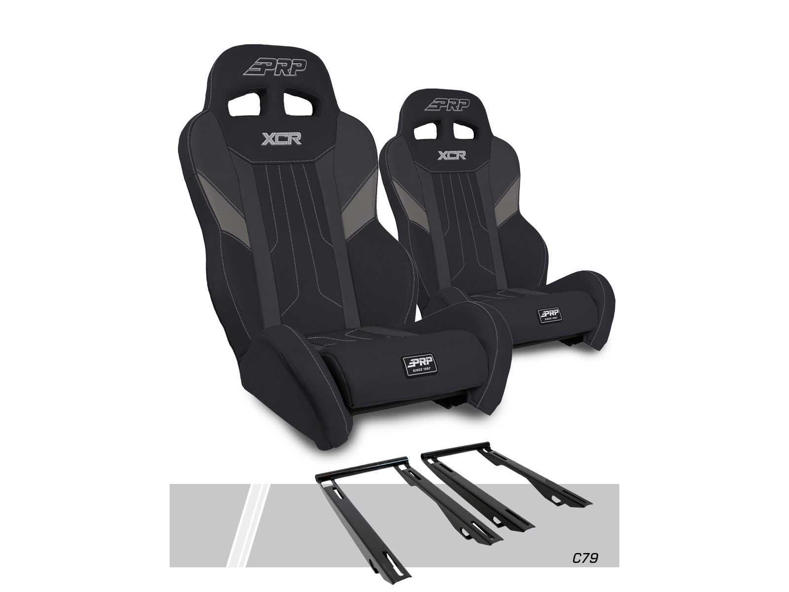PRP Seats A8001-PORXP-C79-203 XCR Suspension Seats Kit for Polaris, Pair Black & Gray