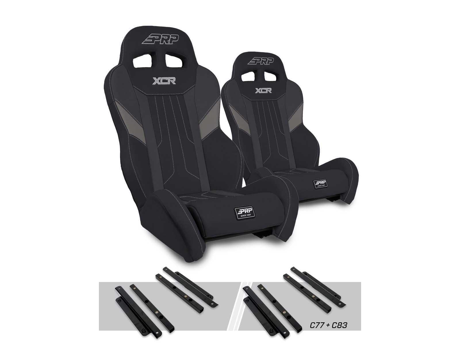 PRP Seats A8001-PORXP-C83-203 XCR Suspension Seats Kit for Polaris, Pair,  Black & Gray
