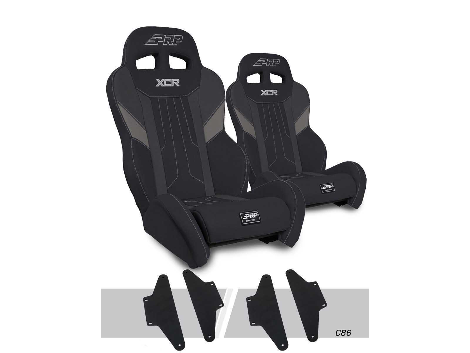 PRP Seats A8001-PORXP-C86-203 XCR Suspension Seats Kit for Can-Am Maverick X3 Pair Black & Gray