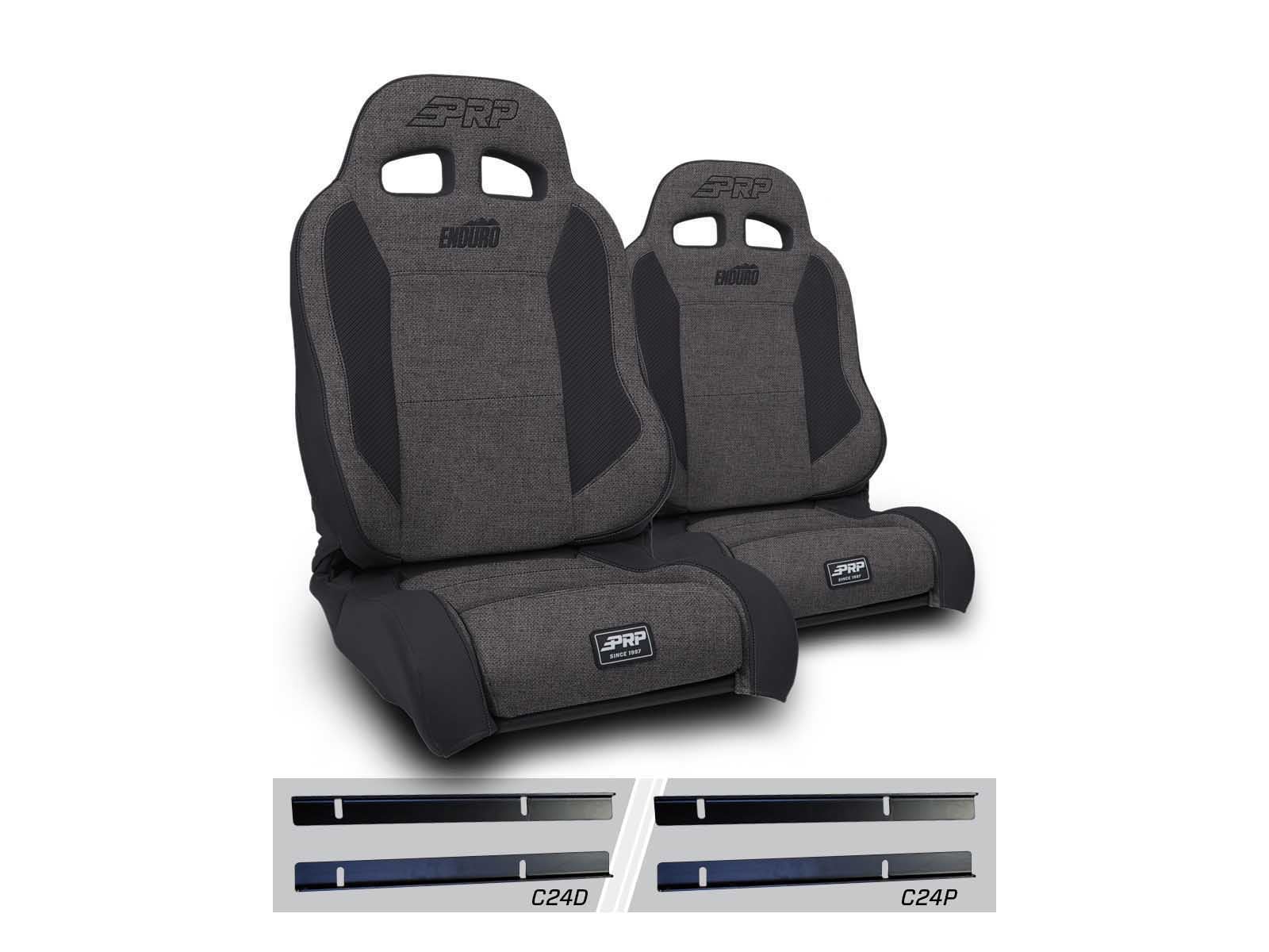PRP Seats A89010-C24-54 Enduro Elite Suspension Seat Trek Edition Kit for 03-06 Wrangler Pair Gray