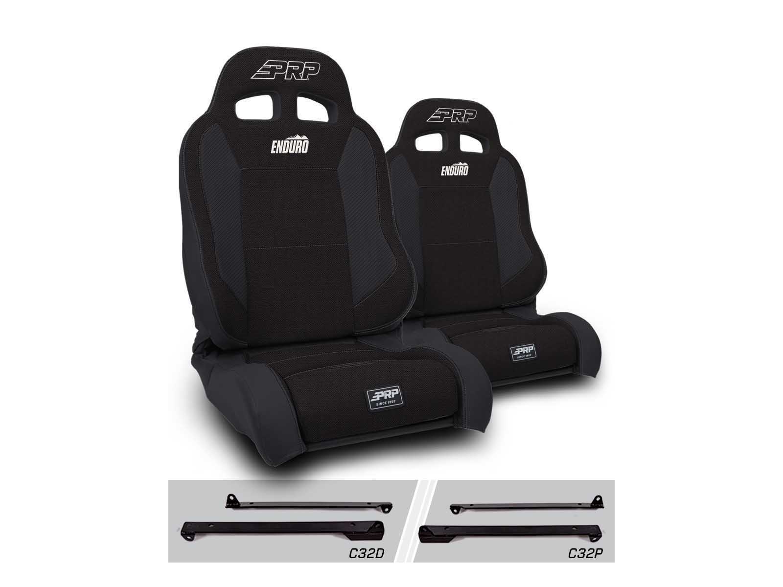 PRP Seats A89010-C32-50 Enduro Elite Suspension Seat Trek Edition Kit for Wrangler CJ7/YJ Pair Black