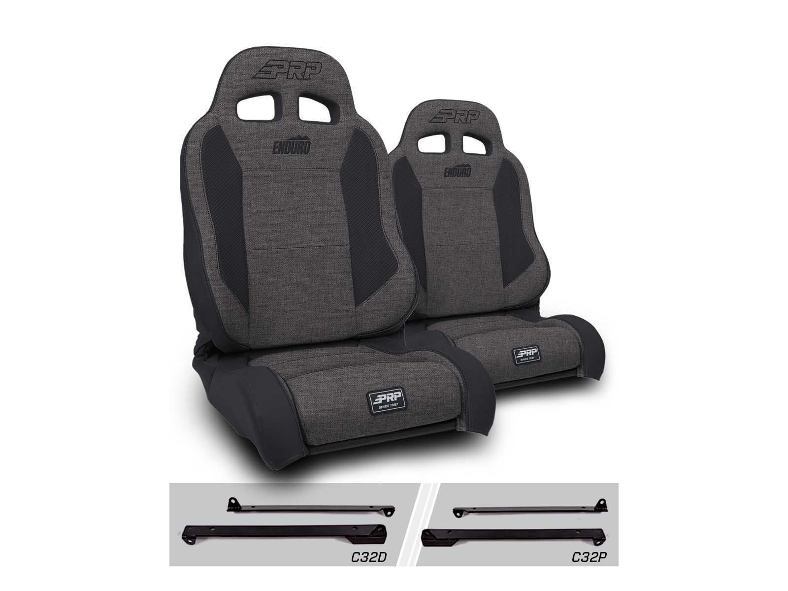 PRP Seats A89010-C32-54 Enduro Elite Suspension Seat Trek Edition Kit for Wrangler CJ7/YJ Pair Gray
