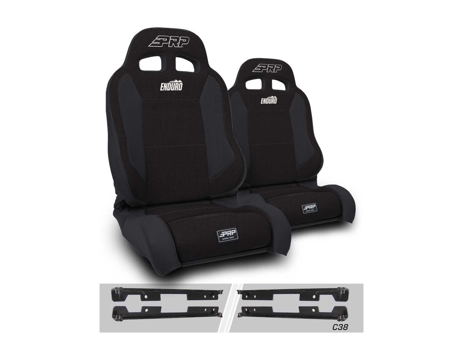 PRP Seats A89010-C38-50 Enduro Elite Suspension Seat Trek Edition Kit for Wrangler JK/JKU Pair Black