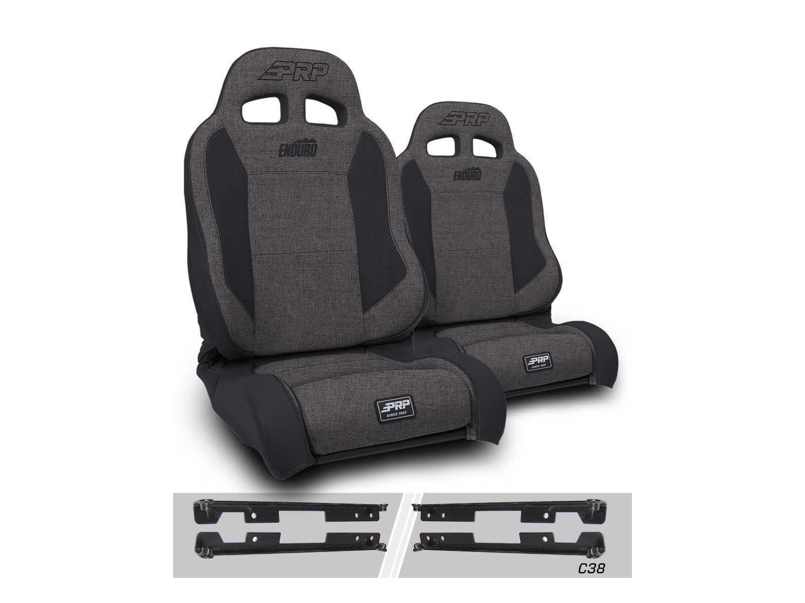 PRP Seats A89010-C38-54 Enduro Elite Suspension Seat Trek Edition Kit for Wrangler JK/JKU Pair Gray