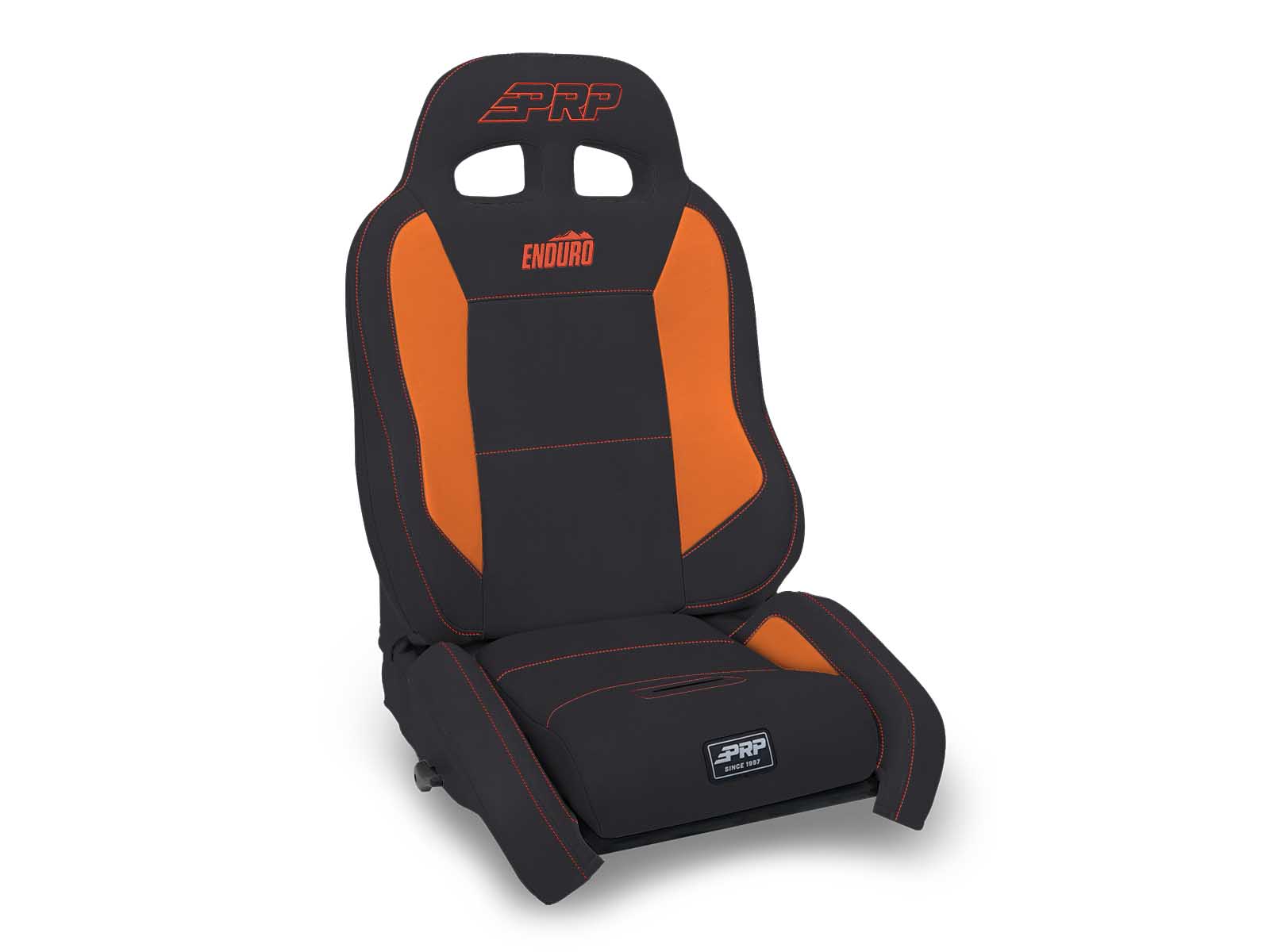 PRP Seats A9001044-201-207 EnduroCrawl Reclining Suspension Seat Black and Orange Vinyl Driver