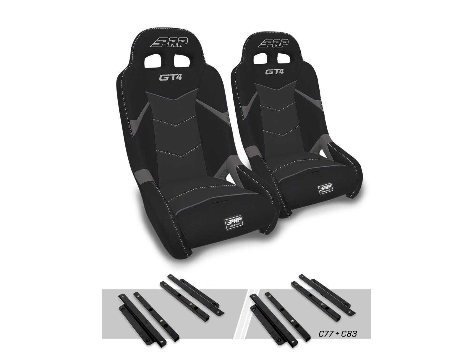 PRP Seats AU63001-PORXP-C83-203 GT4 Suspension Seats Kit for Polaris, Pair, Black and Gray