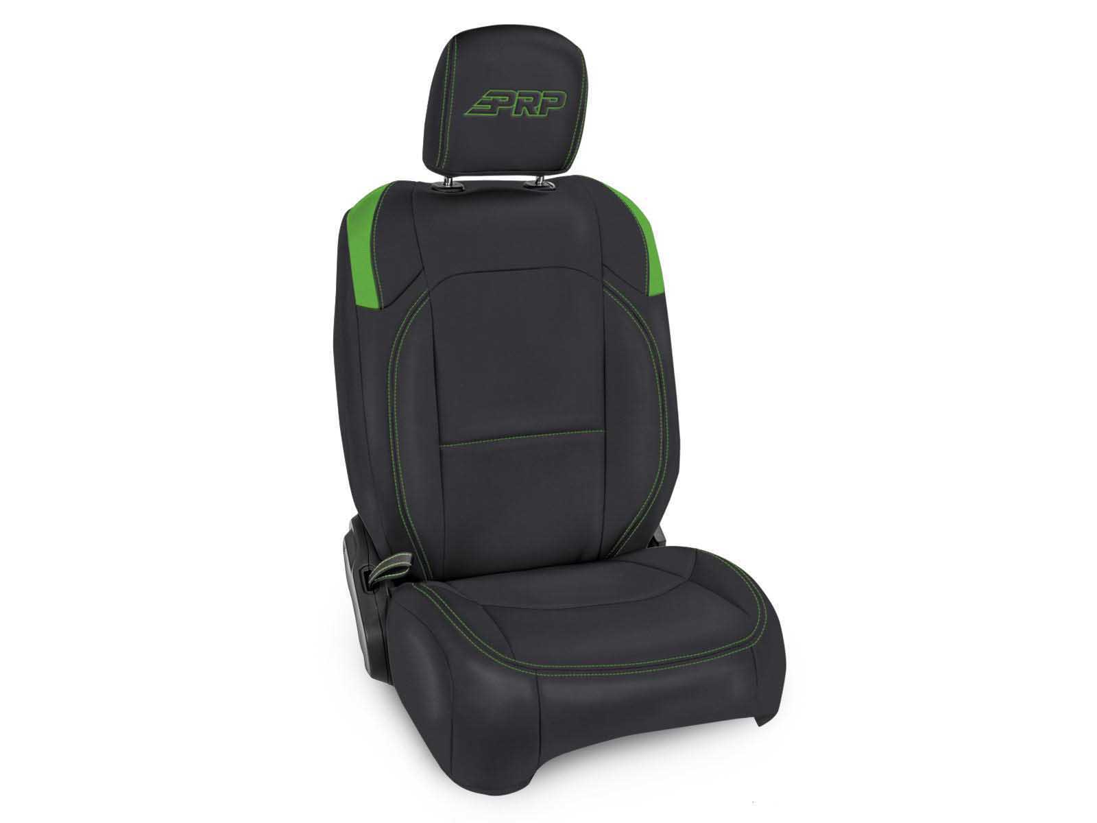 PRP Seats B037-06 Front Seat Covers For 18-24 Wrangler JL 2 Door W/Pocket Back Pair Black and Green