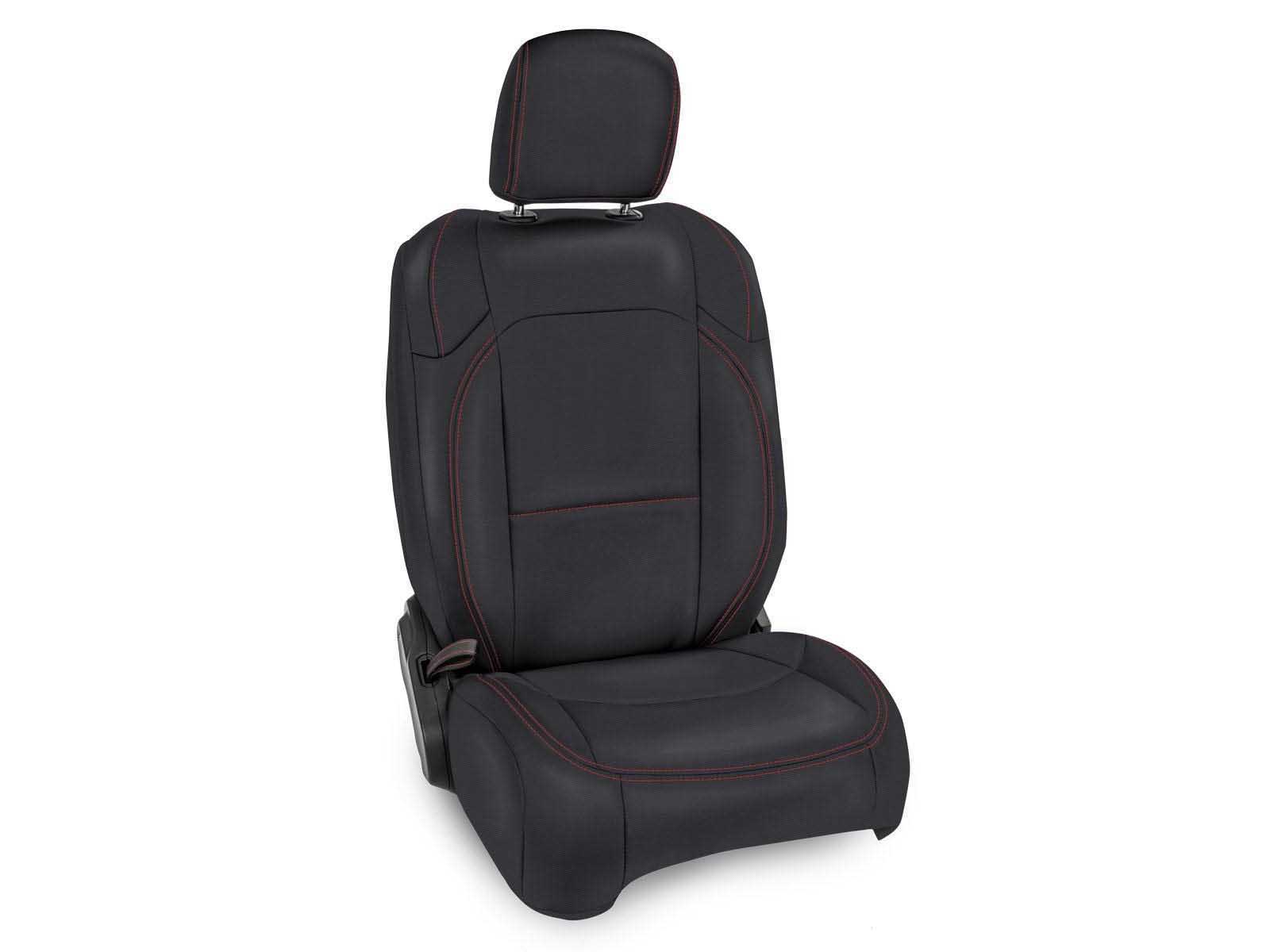 PRP Seats B038-01 Front Seat Covers For 18-24 Wrangler JL 2-Dr W/Molle Back Pair Black W/Red Stitch
