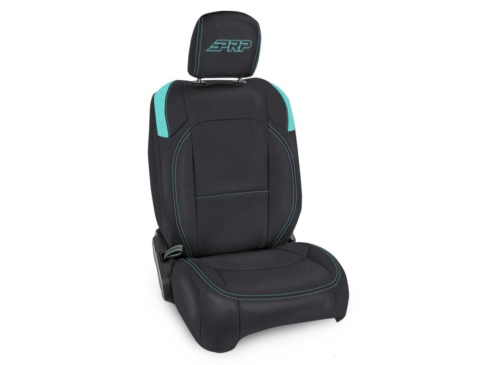 PRP Seats B038-09 Front Seat Covers For 18-24 Wrangler JL 2 Door with Molle Back Pair Black and Teal