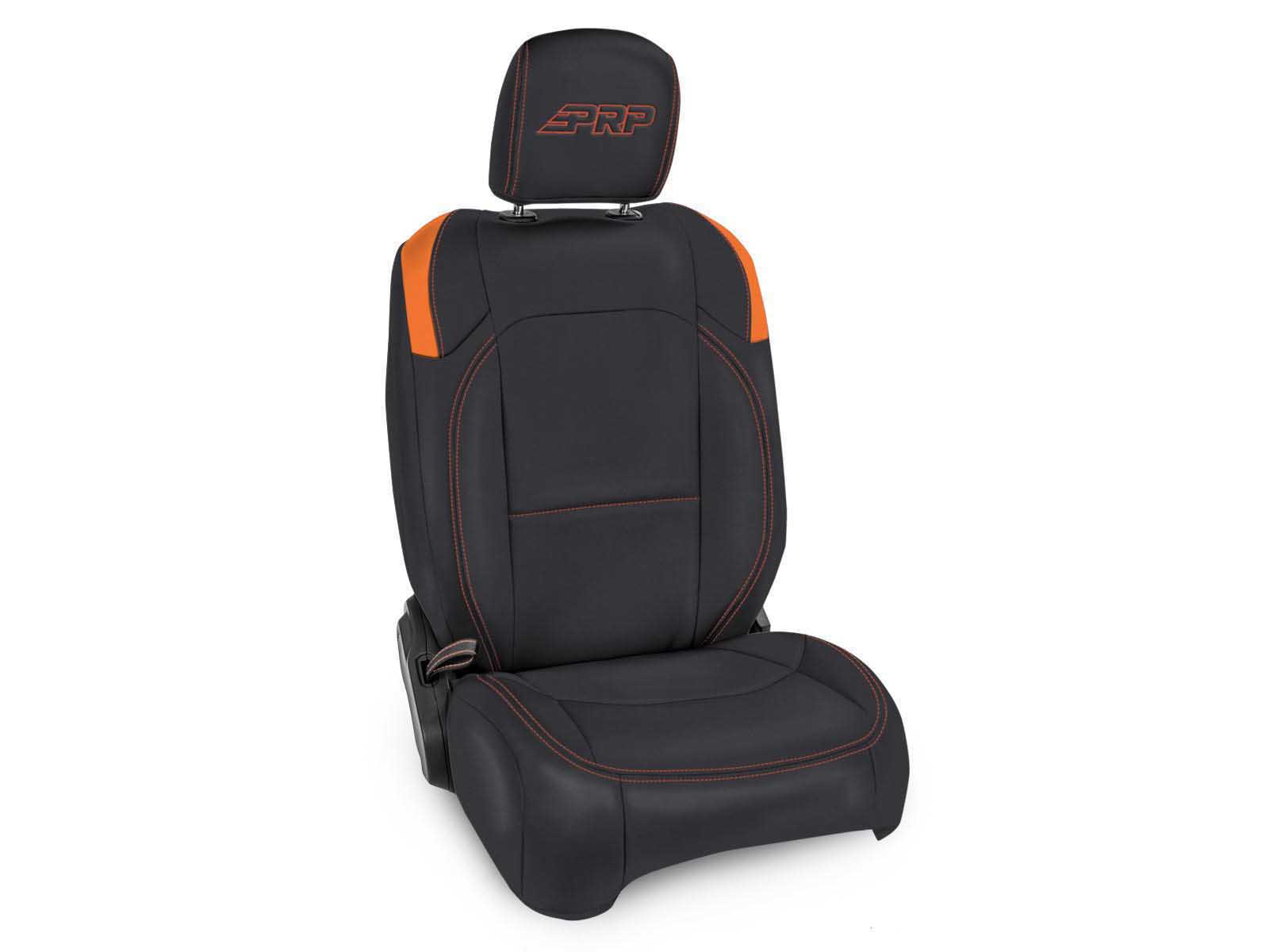 PRP Seats B039-07 Front Seat Covers Wrangler JLU 4-Dr Gladiator W/Pocket Back Pair Black & Orange