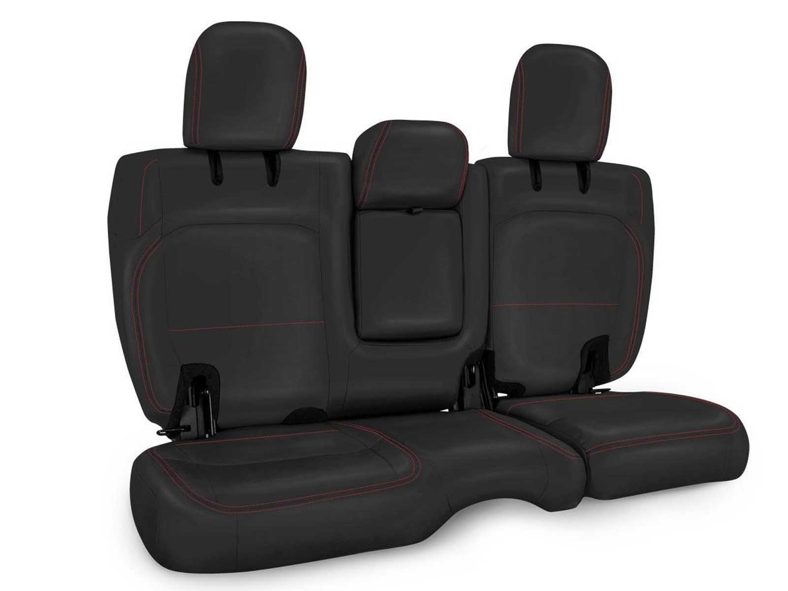 PRP Seats B044-01 Rear Bench Cover for Wrangler JLU, 4 door with Armrest Black with Red Stitching