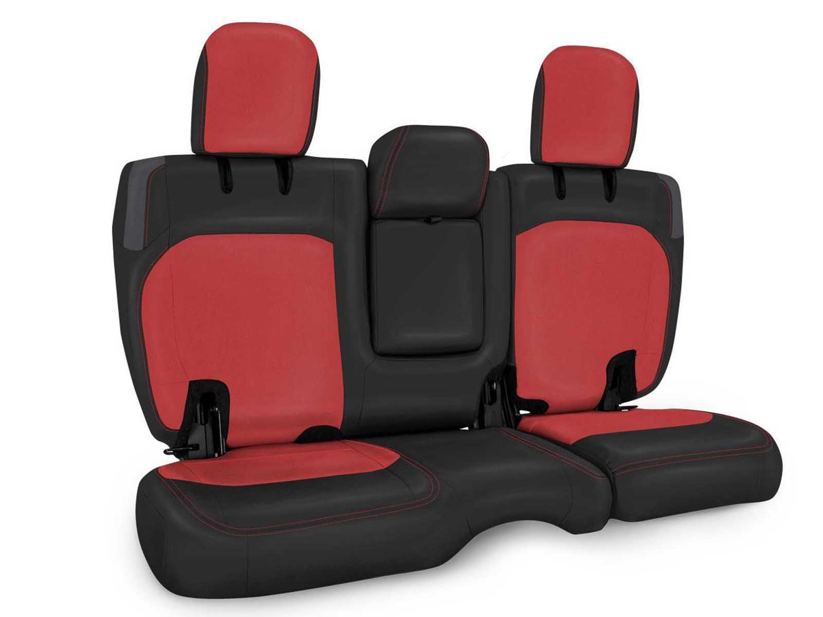 PRP Seats B044-05 Rear Bench Cover for Jeep Wrangler JLU, 4 door with Armrest Black and red