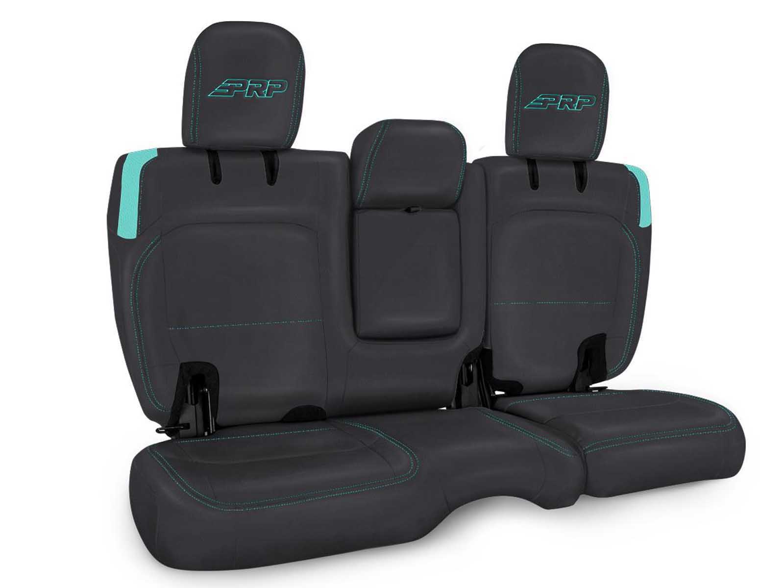 PRP Seats B044-09 Rear Bench Cover for Jeep Wrangler JLU, 4 door with Armrest Black and Teal