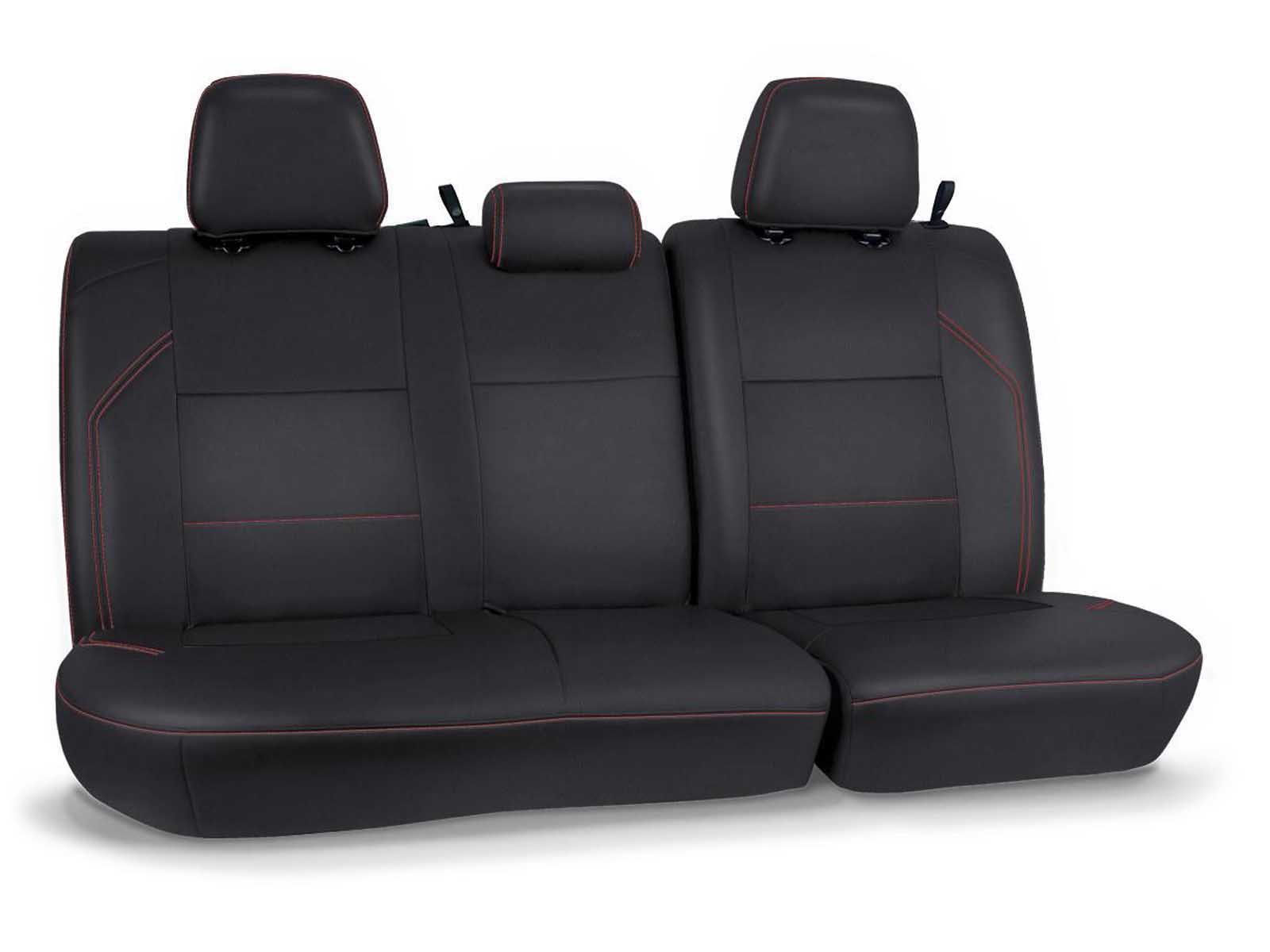PRP Seats B054-01 Rear Bench Cover for 2016-2023 Toyota Tacoma Double Cab Black with Red Stitching