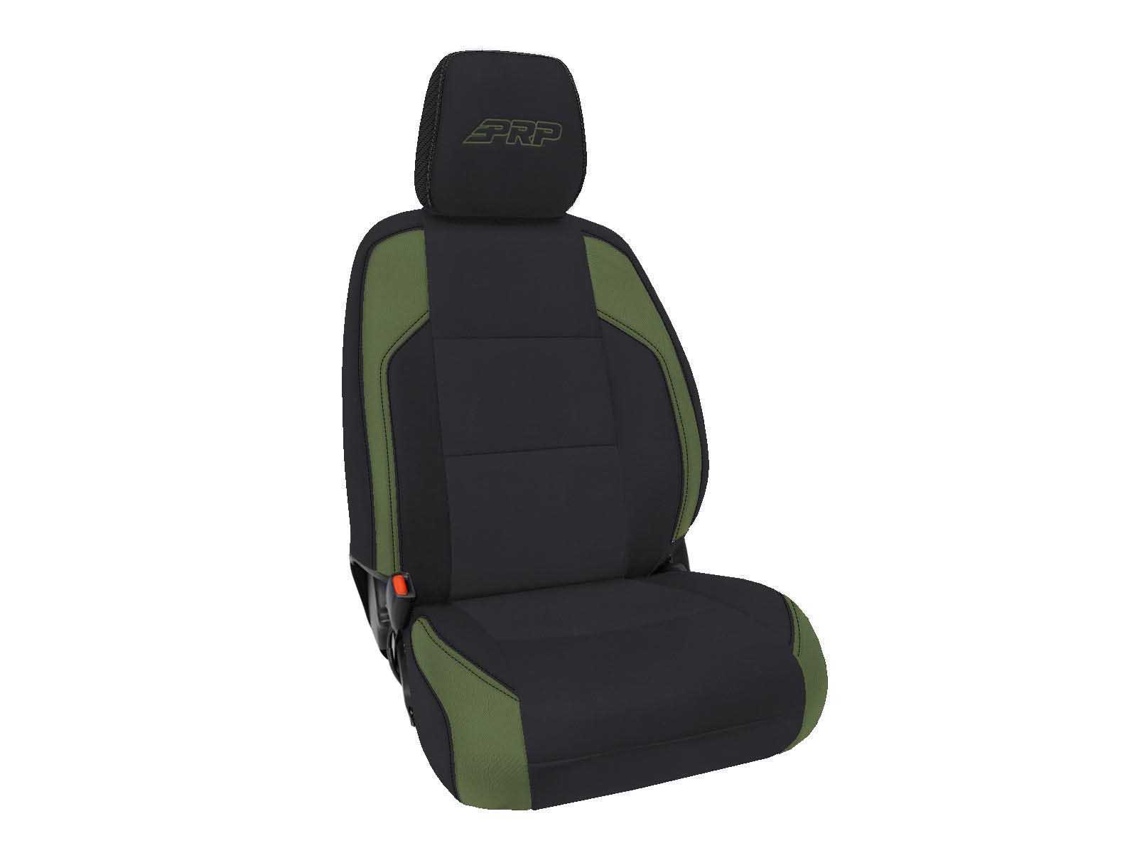 PRP Seats B057-04 Front Seat Covers 16-23 Tacoma W/Electric Seat Adjusters Pair Black & Olive Green