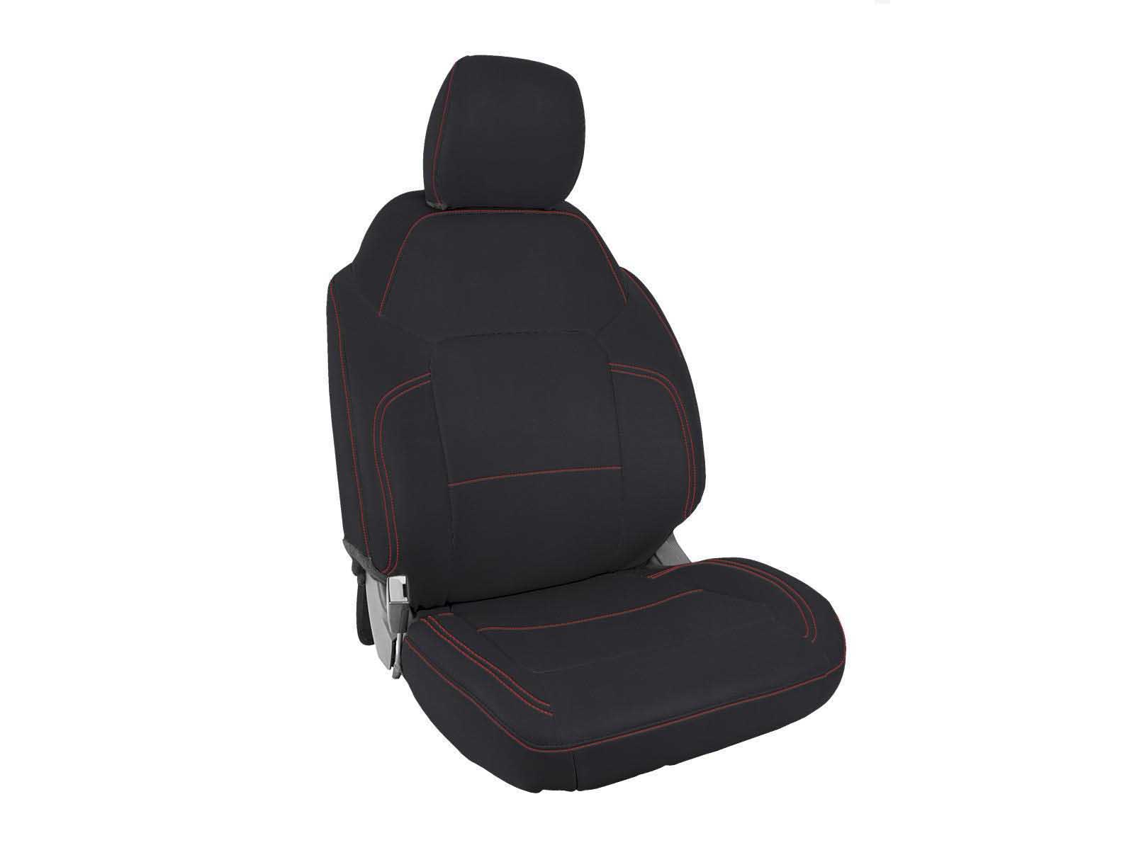 PRP Seats B058-01 Front Seat Covers for 2021+ Ford Bronco, 2 Door Black with Red Stitching