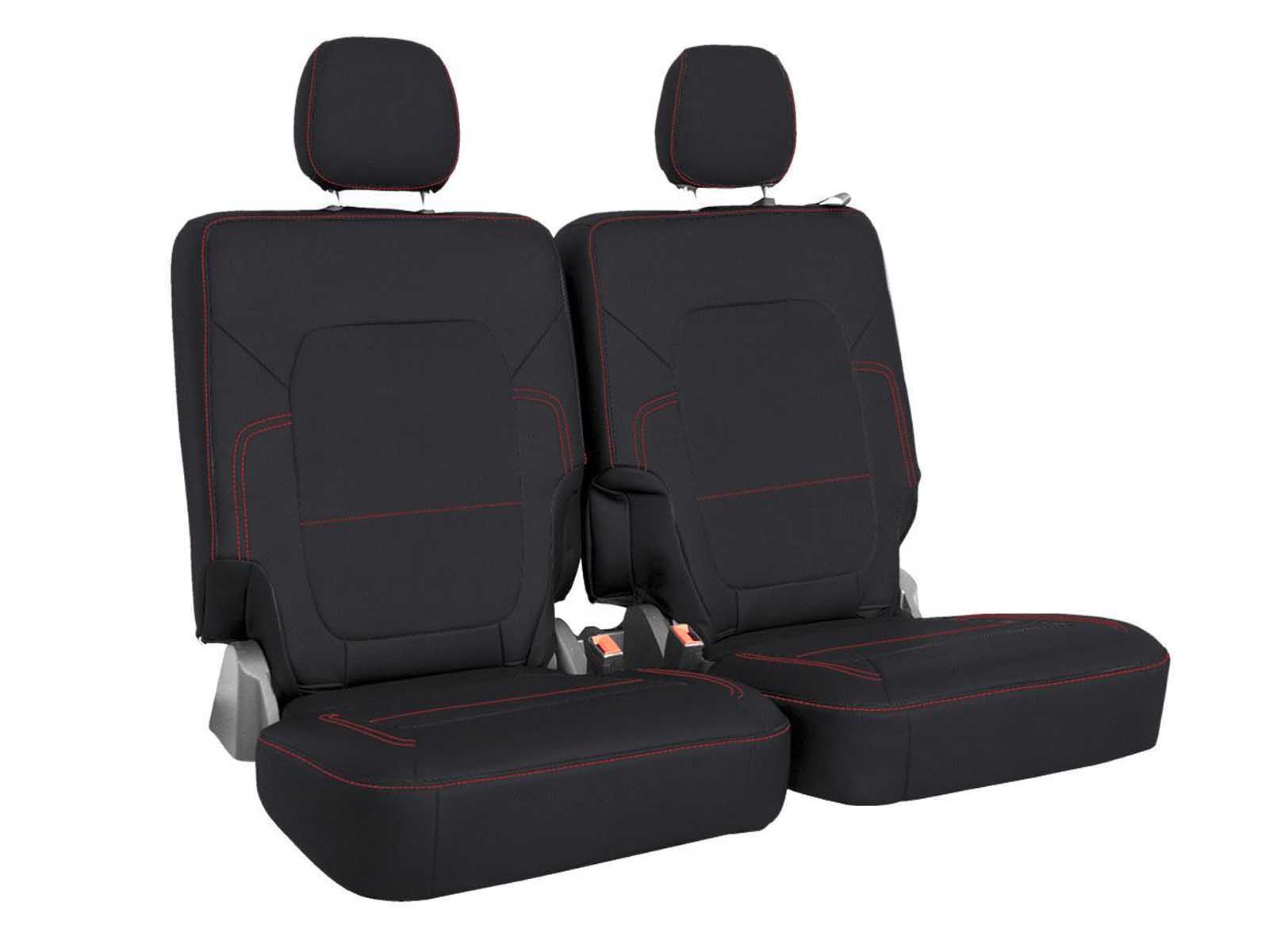 PRP Seats B059-01 Rear Bench Covers for 2021+ Ford Bronco, 2 Door Black with Red Stitching