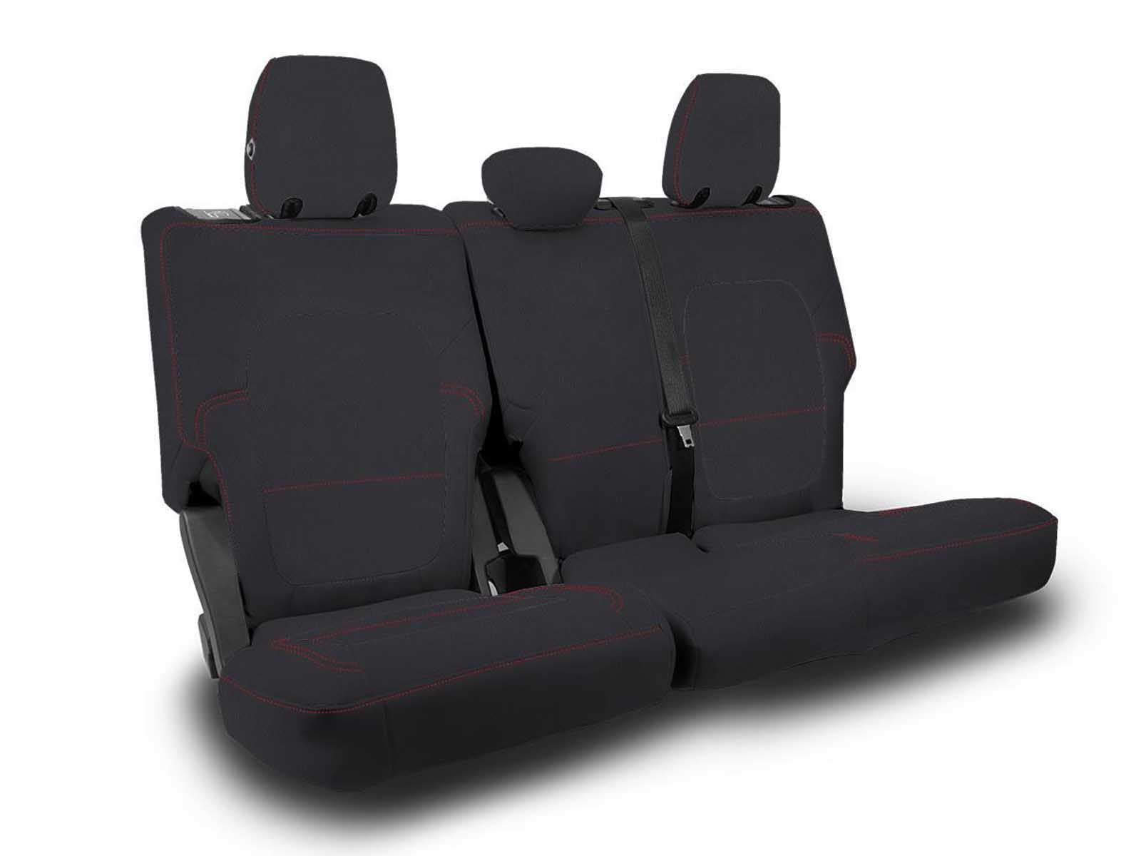 PRP Seats B061-01 Rear Bench Covers for 2021+ Ford Bronco, 4 Door Black with Red Stitching